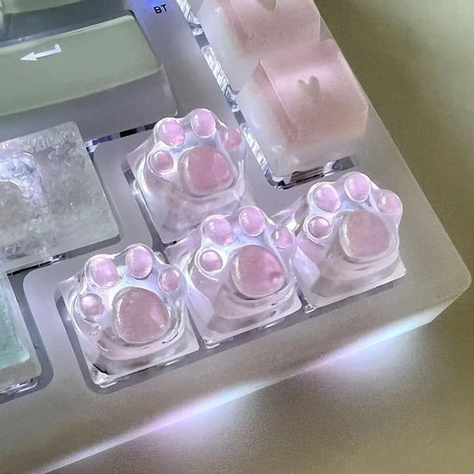 Charming Pink Cat Claw Keycaps