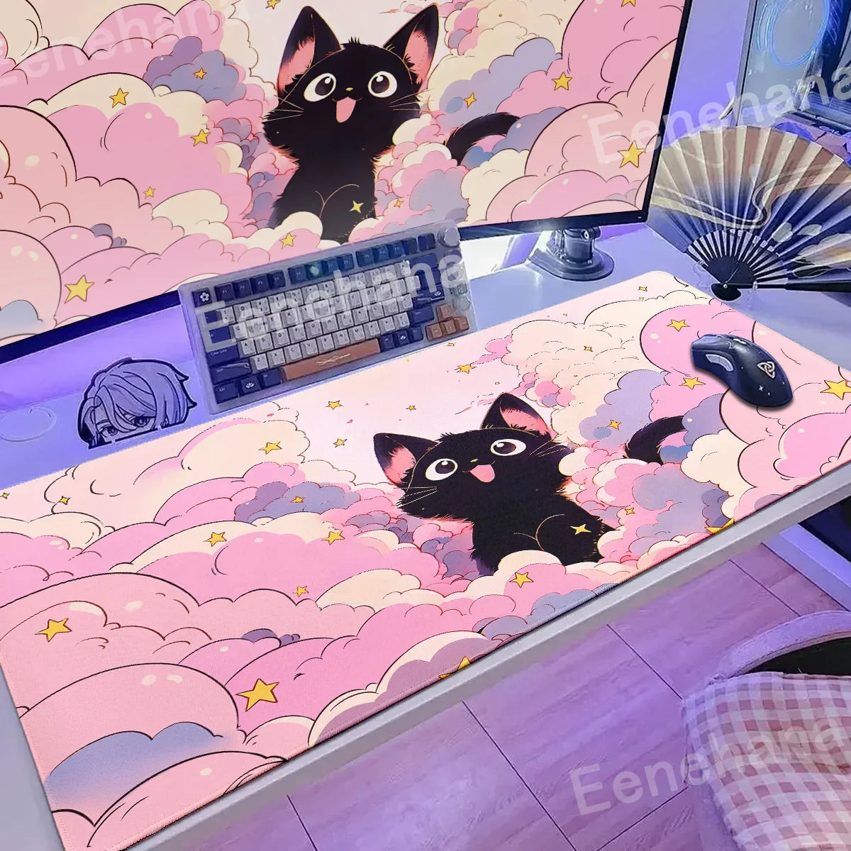 Kawaii Pink Cat Desk Mat