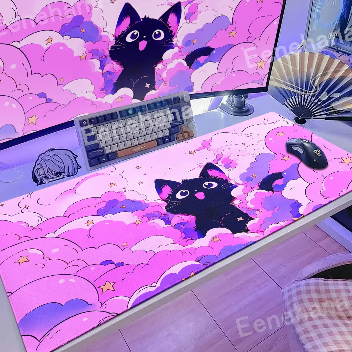 Kawaii Pink Cat Desk Mat